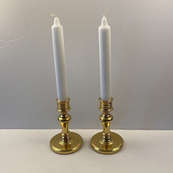 Brass candleholders classic design solid brass heavy duty sturdy - Picture 1 of 6